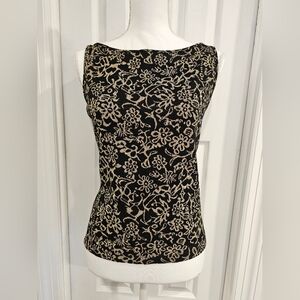 Anne Taylor Black and Gold Floral Top (L)